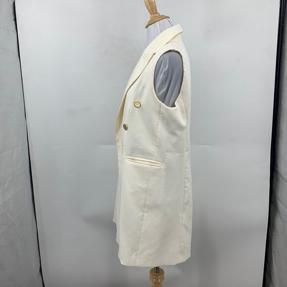 Joie Vest Womens XS Extra Small Faux Button Open Front Sleeveless Notched Tunic - Picture 4 of 13